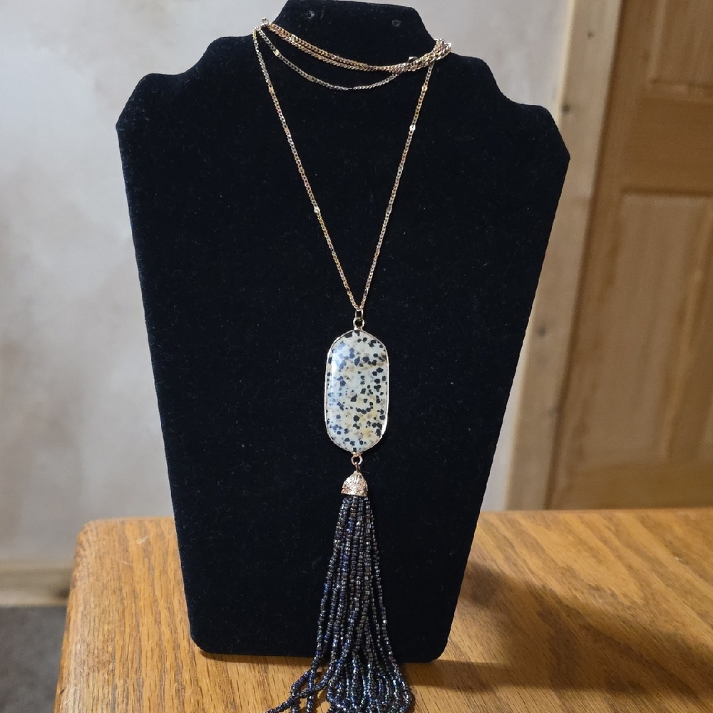 Gold and Black Tassel Necklace